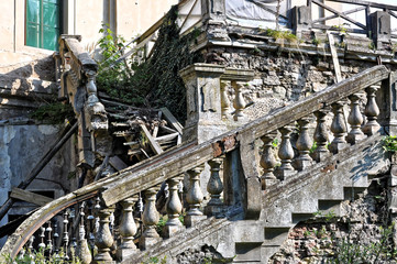Fully damaged steps in old building