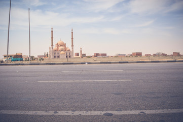 laylat al-qadr mosque at cairo ismaileya desert road in egypt