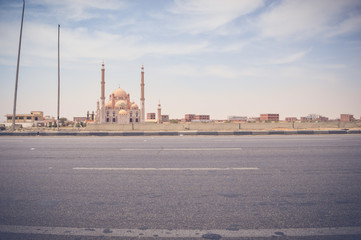 Fototapeta na wymiar laylat al-qadr mosque at cairo ismaileya desert road in egypt