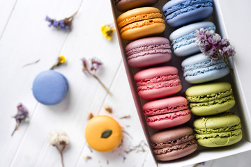 multicolored french macaroons