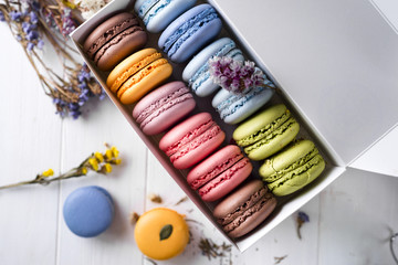 multicolored french macaroons