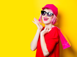 young woman with shopping bag