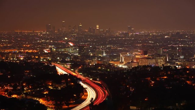 4K UltraHD Timelapse night view in Los Angeles, California