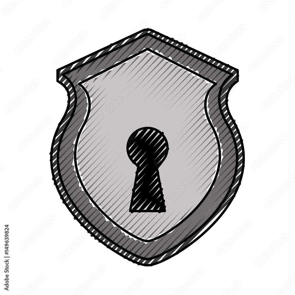 Poster security shield with shape hole isolated icon vector illustration design