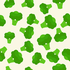 Vector seamless pattern with green bright broccoli. Healthy food. Vegetable summer pattern, colorful print for design.
