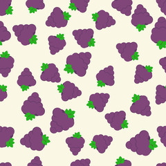 Vector seamless pattern with bright juicy grapes. Healthy food. Fruit summer pattern, colorful print for design.