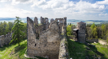 Fototapeta na wymiar The ruins of the old castle Helfenburk