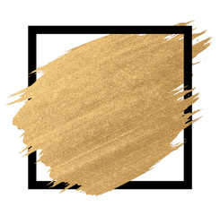 Gold paint in black square brush strokes