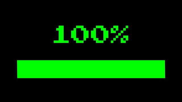 Loading bar percent retro style video 