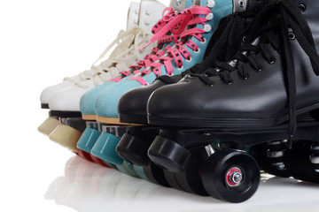 closeup row of quad roller skates - 149660020