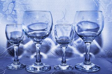 Four glasses in a shop window