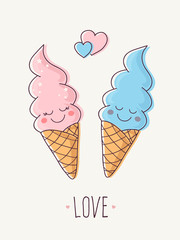 Ice Cream Characters in Love. 
