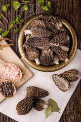 Fresh morchella conica, seasonal mushrooms
