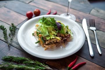 Delicious food, which is useful rustic wooden background