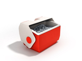 open refrigerator box red 3d render on white background