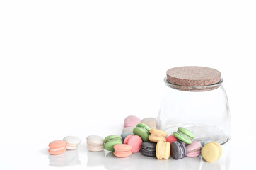 Colorful macaroon on white background