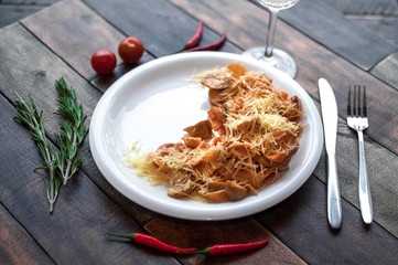 Delicious food, which is useful rustic wooden background