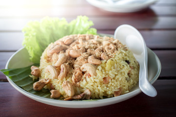 Traditional Thai fried rice with pineapple.