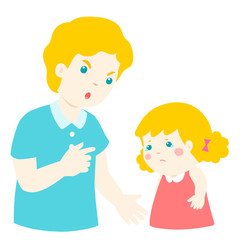 Obraz premium Father angry at his daughter and blame her.Dad scolds children vector illustration.