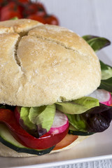 Vegan burger with fresh vegetables