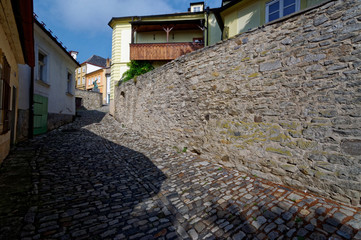 Fototapeta na wymiar Stone pathway laid all over the street