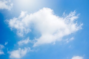 Big group of cloud in the blue sky backgroud close up.