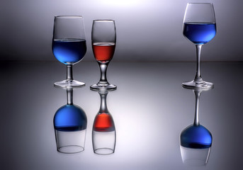 Three wine glasses