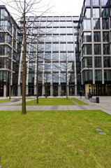Shadow of nearby building on the glass