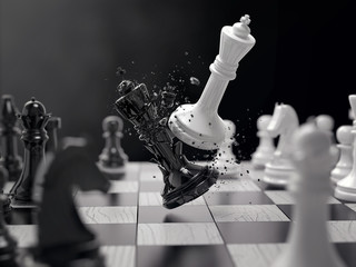 chess battle concept idea - obrazy, fototapety, plakaty