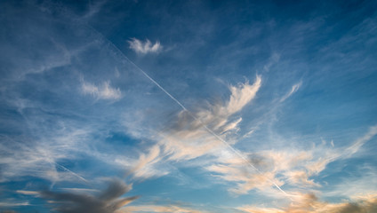 blue Sky at Sunset with clouds