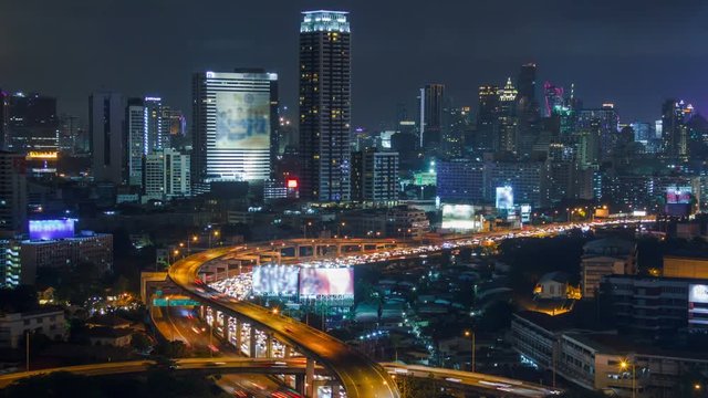 Night cityscape Timelapse in Bangkok