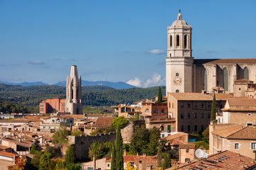 Fototapeta na wymiar City of Girona Cityscape in Catalonia, Spain