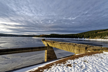 Fototapeta na wymiar River is freezed in winter