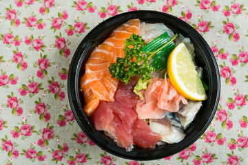 japanese food Mix Sashimi Chirashi Rice Bowl