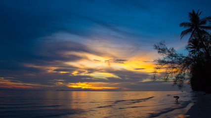 THAILAND - April 29, 2017:Beautiful Nature of Sunset Over the Sea with Twilight Sky at Ban Chuen...