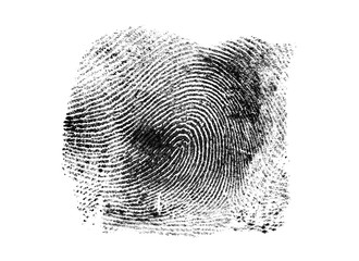Black fingerprint on a white background