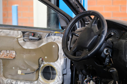 Interior of a crushed car