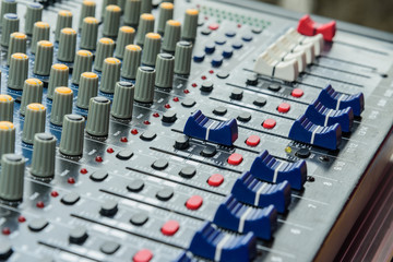 Fototapeta na wymiar Audio sound mixer&amplifier equipment, mixing & engineering concept background.