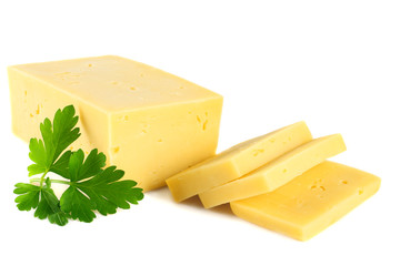 piece of cheese isolated on white background