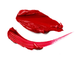 red smear paint of cosmetic products