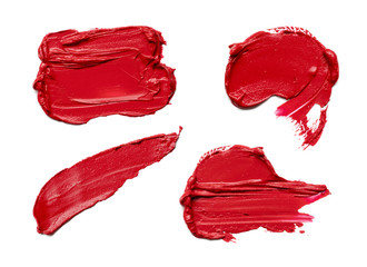red smear paint of cosmetic products