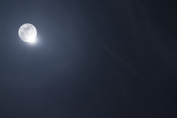 Naklejka na ściany i meble Moon and stars on night time on February.