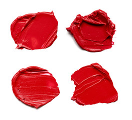 red smear paint of cosmetic products