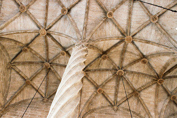 twisted columns hall in the Silk Exchange or lonja de la seda in Valencia,Spain