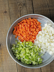 rustic diced carrot onion and celery