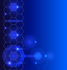 Abstract background, hexagon, blue tones, vertical pattern