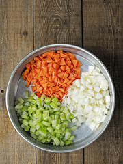 rustic diced carrot onion and celery
