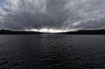 View of the sky from the lake