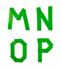 Letter symbols made of insulating tape