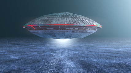 Fototapeta na wymiar 3d rendering. Spaceship UFO concept